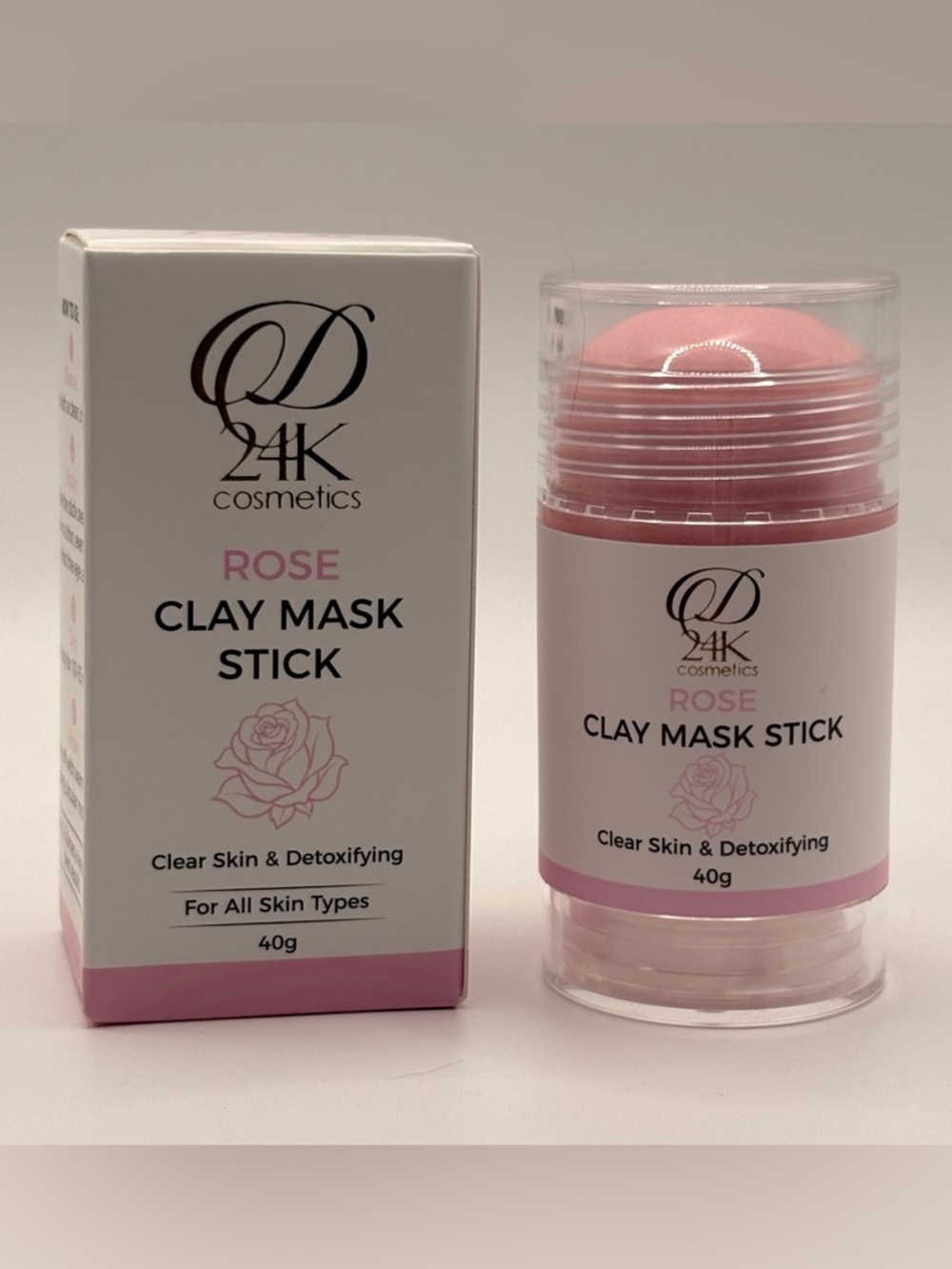 D24K Cosmetics Rose Clay Mask Stick Detoxifying Clear Skin Face 40g New In Box